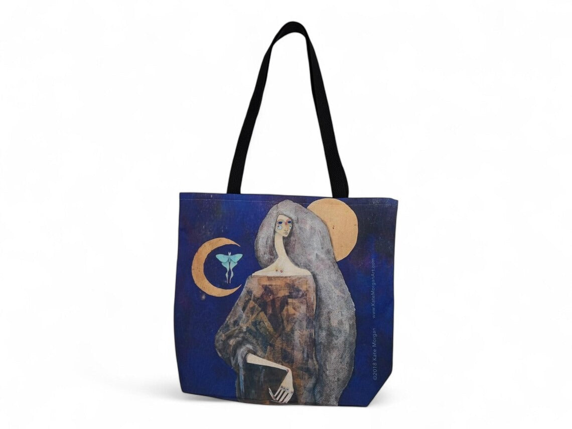 Butterfly Luna Moth Crescent Moon Goddess Art Tote Bag